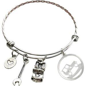 Off Road Charm Bracelet Stainless Steel Wrench 4x4 Jeep Bangle Jewelry Gift